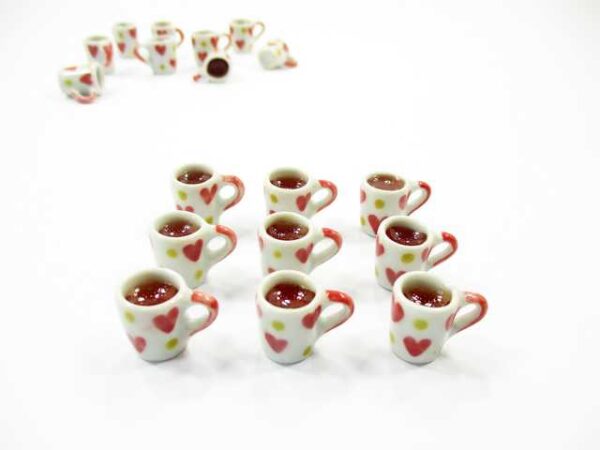 1:6 Miniature Drink Beverage Heart Tea Funnel Ceramic Mug Cup Dollhouse Food