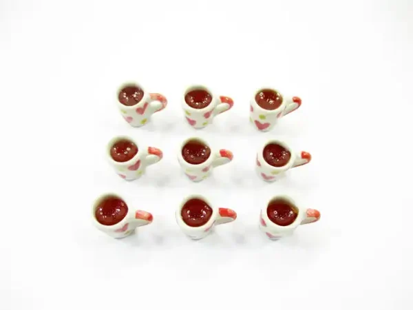 1:6 Miniature Drink Beverage Heart Tea Funnel Ceramic Mug Cup Dollhouse Food - Image 3