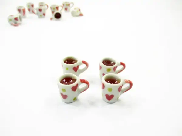 1:6 Miniature Drink Beverage Heart Tea Funnel Ceramic Mug Cup Dollhouse Food - Image 4