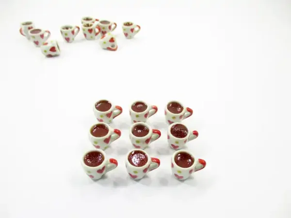 1:6 Miniature Drink Beverage Heart Tea Mug Cup Ceramic Dollhouse Food - Image 3