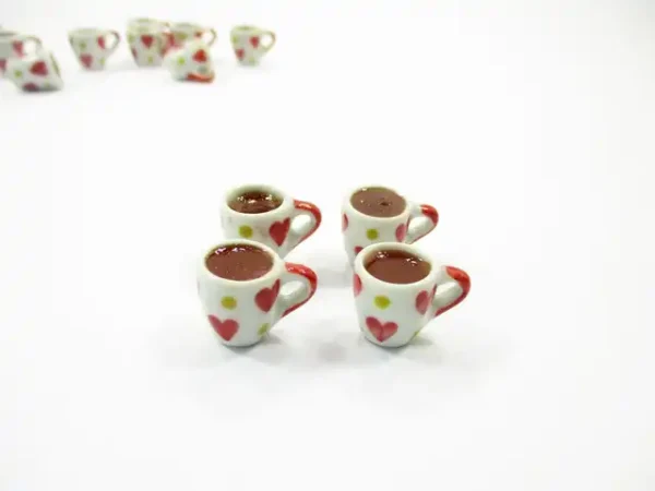 1:6 Miniature Drink Beverage Heart Tea Mug Cup Ceramic Dollhouse Food - Image 4