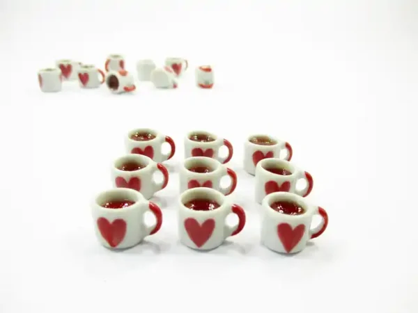 Miniature Drink Beverage Heart Tea Ceramic Mug Cup Size M Dollhouse Food - Image 2