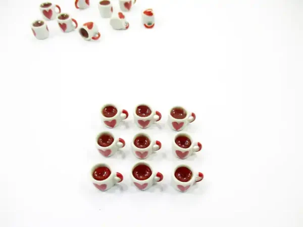 Miniature Drink Beverage Heart Tea Ceramic Mug Cup Size M Dollhouse Food - Image 3