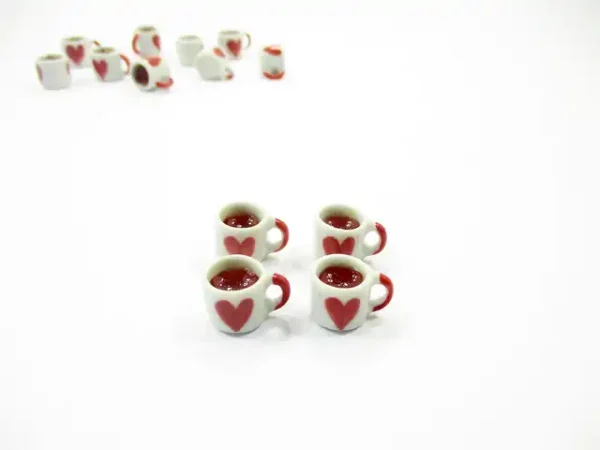 Miniature Drink Beverage Heart Tea Ceramic Mug Cup Size M Dollhouse Food - Image 4