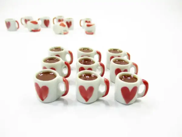 1:6 Miniature Drink Beverage Heart Tea Mug Cup Ceramic Size L Dollhouse Food - Image 2