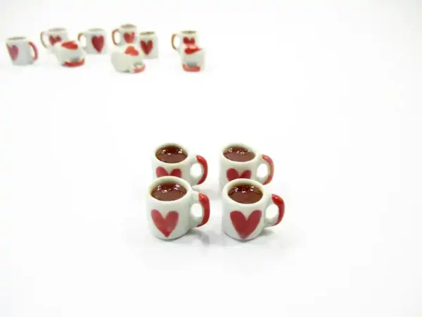 1:6 Miniature Drink Beverage Heart Tea Mug Cup Ceramic Size L Dollhouse Food - Image 4