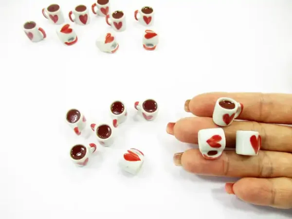 1:6 Miniature Drink Beverage Heart Tea Mug Cup Ceramic Size L Dollhouse Food - Image 6