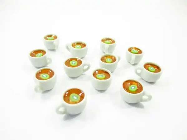 Set Cups Of Hot Kiwi Tea Dollhouse Miniature Food Drink Beverage #M - Image 2