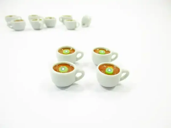 Set Cups Of Hot Kiwi Tea Dollhouse Miniature Food Drink Beverage #M - Image 3