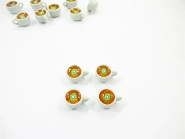 Set Cups Of Hot Kiwi Tea Dollhouse Miniature Food Drink Beverage #M - Image 4
