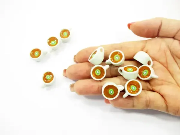 Set Cups Of Hot Kiwi Tea Dollhouse Miniature Food Drink Beverage #M - Image 6