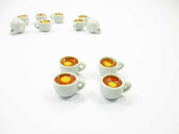 Set Cups Hot Orange Fruit Tea Dollhouse Miniatures Food Beverage #M
