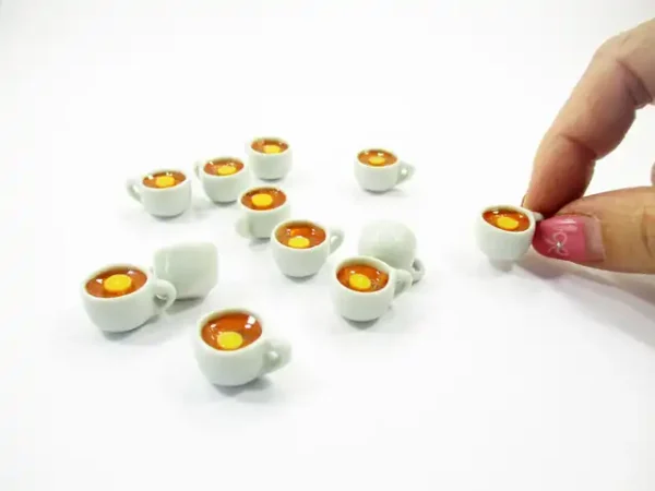 Set Cups Hot Orange Fruit Tea Dollhouse Miniatures Food Beverage #M - Image 5