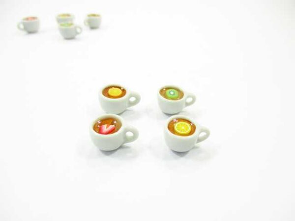 Set Cups Of Flavored Fruit Teas Dollhouse Miniatures Food Drink #S
