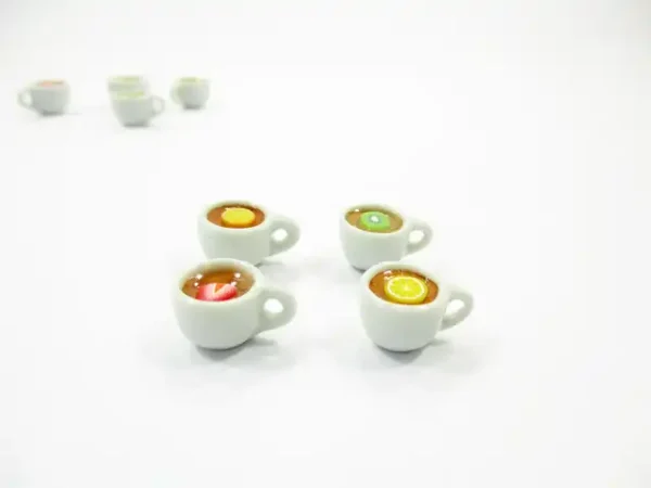 Set Cups Of Flavored Fruit Teas Dollhouse Miniatures Food Drink #S - Image 2
