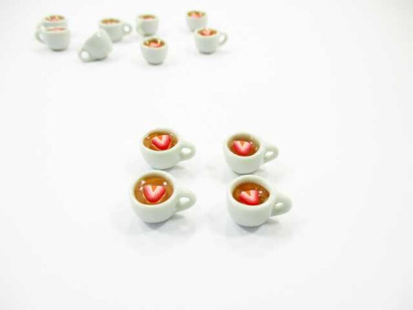 Set Cups Strawberry Tea Dollhouse Miniatures Food Drink Beverage #S