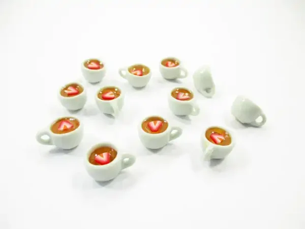 Set Cups Strawberry Tea Dollhouse Miniatures Food Drink Beverage #S - Image 2