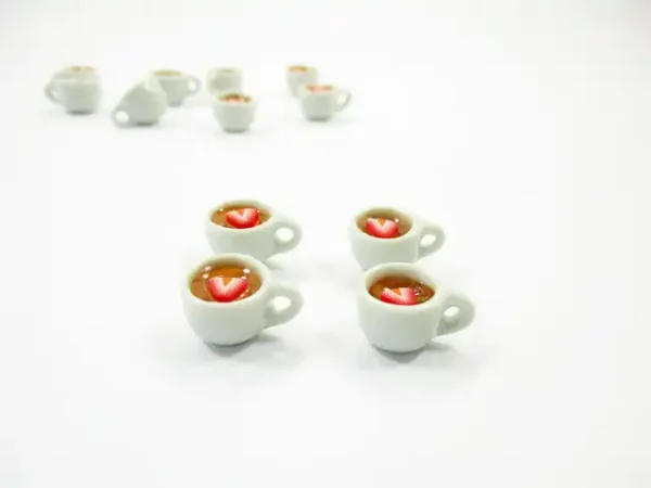 Set Cups Strawberry Tea Dollhouse Miniatures Food Drink Beverage #S - Image 3
