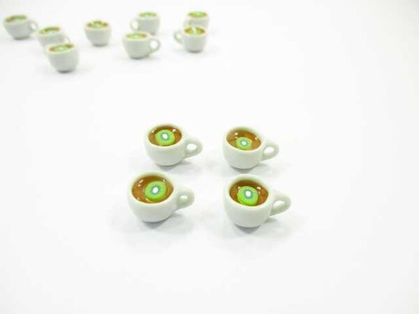 Set Cups Of Hot Kiwi Tea Dollhouse Miniature Food Drink Beverage #S
