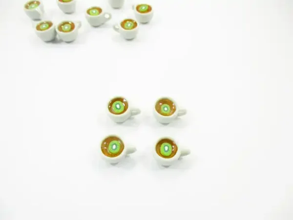 Set Cups Of Hot Kiwi Tea Dollhouse Miniature Food Drink Beverage #S - Image 4