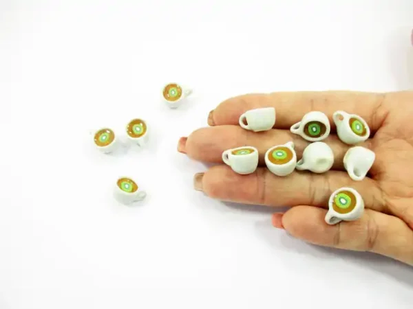 Set Cups Of Hot Kiwi Tea Dollhouse Miniature Food Drink Beverage #S - Image 6