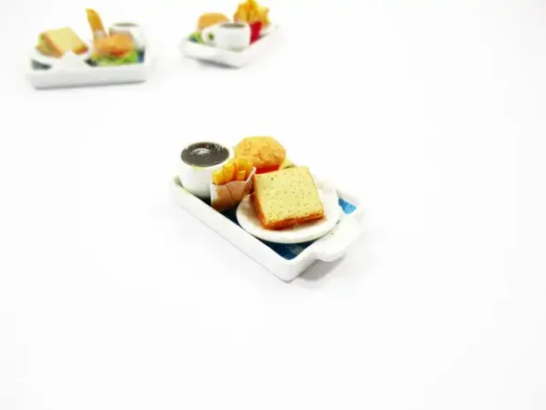 Dollhouse Miniatures Food Breakfast Fast Food Hamburger Coffee Ceramic Set 13768 - Image 3