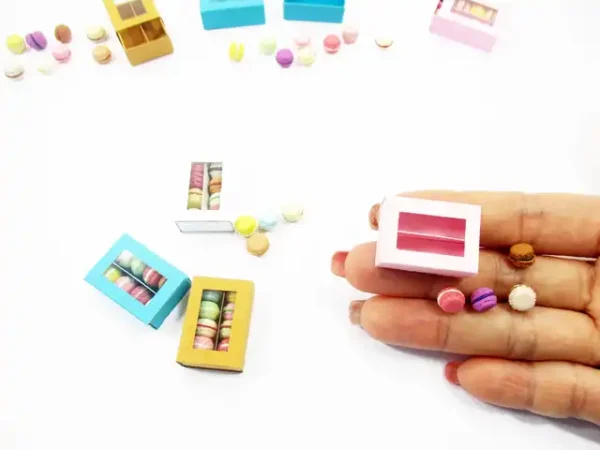 Dollhouse Miniatures Food 4 Boxes Of Color Mixed Macaroon Paper Supply 13793 - Image 6
