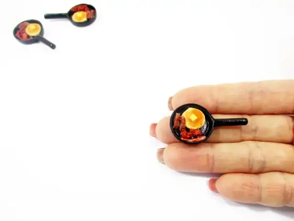 Dollhouse Miniatures Frying Pan Egg Bacon Cooking Kitchen Preparation 13854 - Image 7