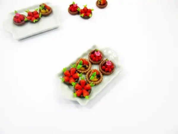 Dollhouse Miniatures Food Fruit Tart On Ceramic White Tray Cake Dessert 14037 - Image 5