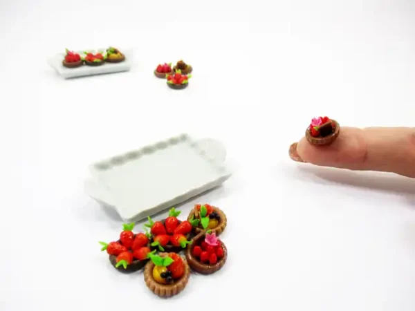 Dollhouse Miniatures Food Fruit Tart On Ceramic White Tray Cake Dessert 14037 - Image 7