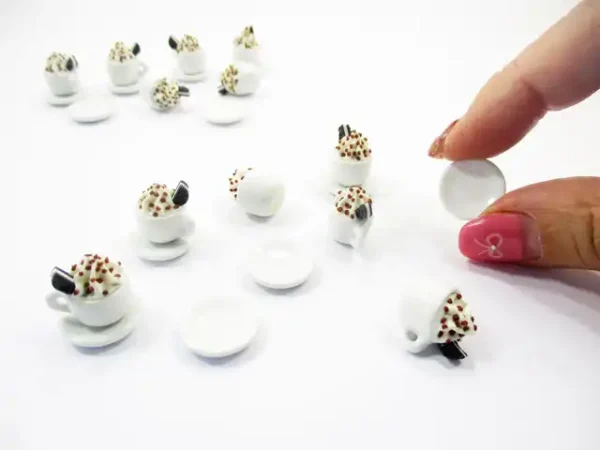 Dollhouse Miniature Drink Beverage Set 6 Coffee Ceramic Cup Saucer Supply 14166 - Image 5