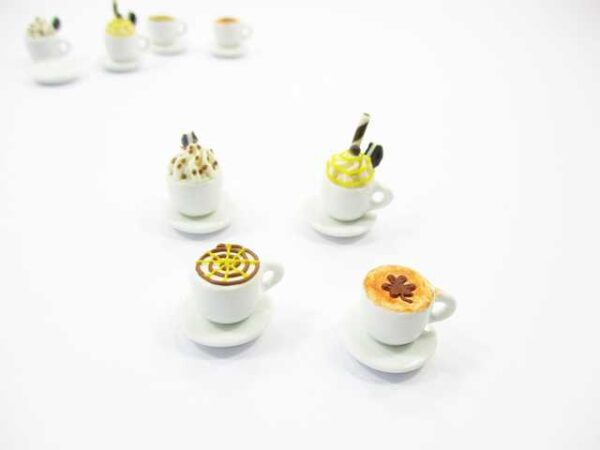 Dollhouse Miniatures Drink Beverage Set 4 Mixed Coffee Ceramic Cup Supply 14172