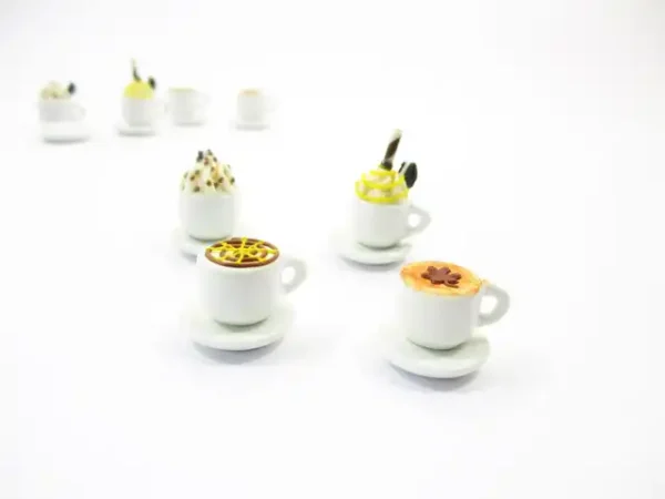Dollhouse Miniatures Drink Beverage Set 4 Mixed Coffee Ceramic Cup Supply 14172 - Image 2