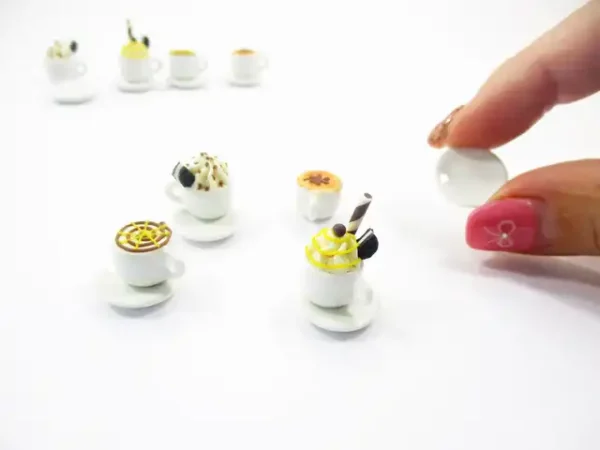 Dollhouse Miniatures Drink Beverage Set 4 Mixed Coffee Ceramic Cup Supply 14172 - Image 5
