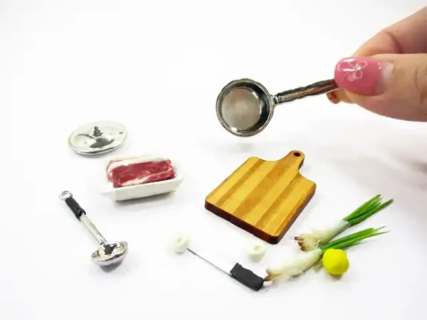 Dollhouse Miniature Food Preparation Cooking Meat Vegetable Kitchen Set 15854 - Image 5