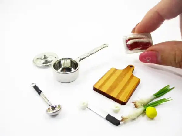 Dollhouse Miniature Food Preparation Cooking Meat Vegetable Kitchen Set 15854 - Image 6