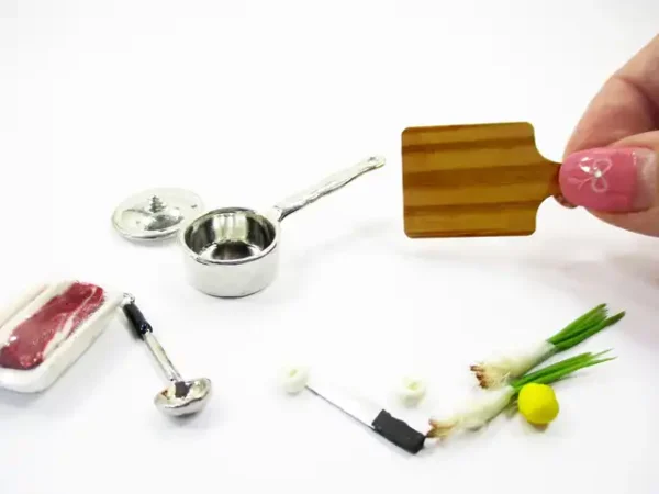 Dollhouse Miniature Food Preparation Cooking Meat Vegetable Kitchen Set 15854 - Image 7