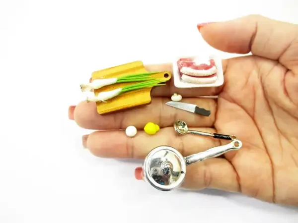 Dollhouse Miniature Food Preparation Cooking Meat Vegetable Kitchen Set 15854 - Image 8