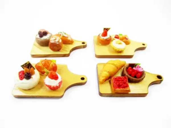 Dollhouse Miniature Food Bakery Bread Cake Cupcake Dessert On Wooden Board 16832 - Image 2