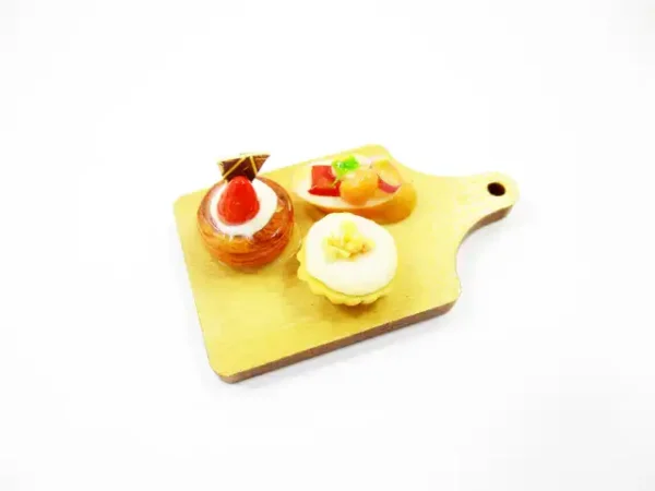 Dollhouse Miniature Food Bakery Bread Cake Cupcake Dessert On Wooden Board 16832 - Image 5