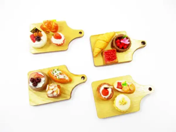 Dollhouse Miniature Food Bakery Bread Cake Cupcake Dessert On Wooden Board 16832 - Image 7