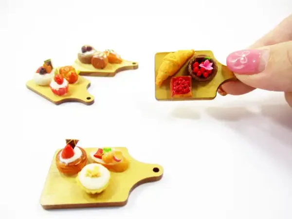 Dollhouse Miniature Food Bakery Bread Cake Cupcake Dessert On Wooden Board 16832 - Image 8