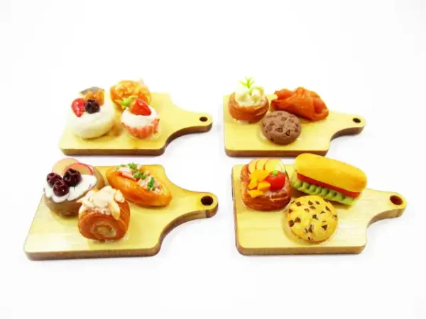 Dollhouse Miniature Food Bakery Bread Cake Cupcake Dessert On Wooden Board 16833 - Image 2