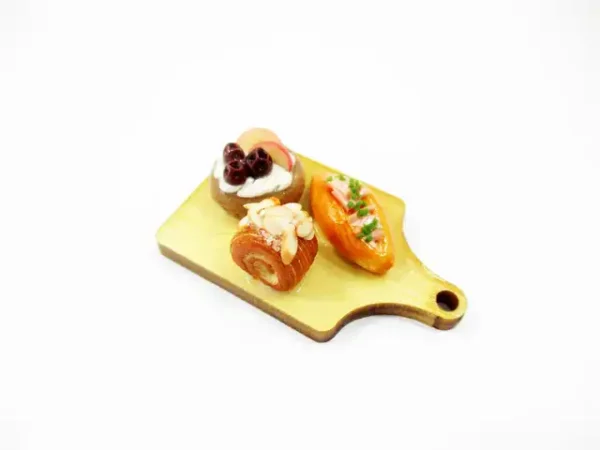 Dollhouse Miniature Food Bakery Bread Cake Cupcake Dessert On Wooden Board 16833 - Image 6