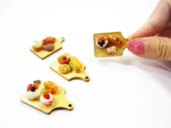 Dollhouse Miniature Food Bakery Bread Cake Cupcake Dessert On Wooden Board 16833 - Image 8