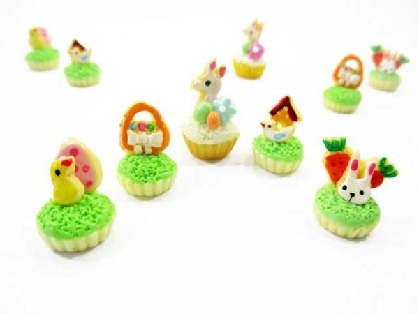 Dollhouse 5 Chick Easter Cupcake 1:12 Miniature Bunny Easter Bakery Dessert 16961