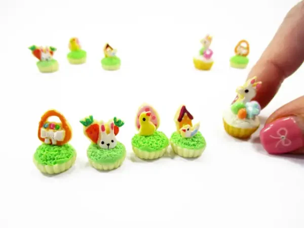 Dollhouse 5 Chick Easter Cupcake 1:12 Miniature Bunny Easter Bakery Dessert 16961 - Image 6
