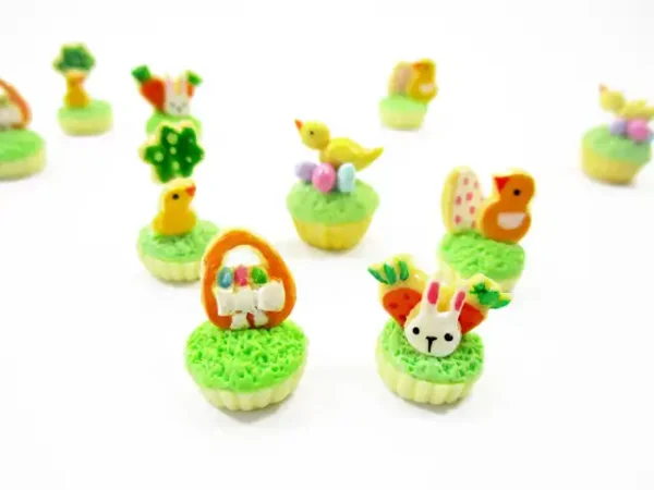 1:12 Miniature 5 Easter Cupcake Dollhouse Bunny Easter Bakery Dessert Cake 16963 - Image 2