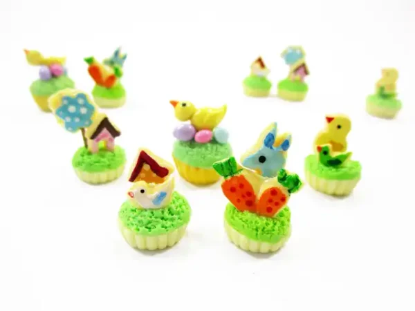 Dollhouse 5 Chick Easter Cupcake 1:12 Miniature Bunny Easter Bakery Dessert 16964 - Image 2