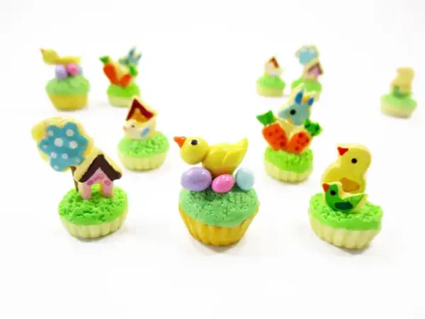 Dollhouse 5 Chick Easter Cupcake 1:12 Miniature Bunny Easter Bakery Dessert 16964 - Image 3